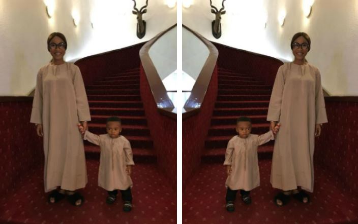 Tonto Dikeh rocks matching outfit with son